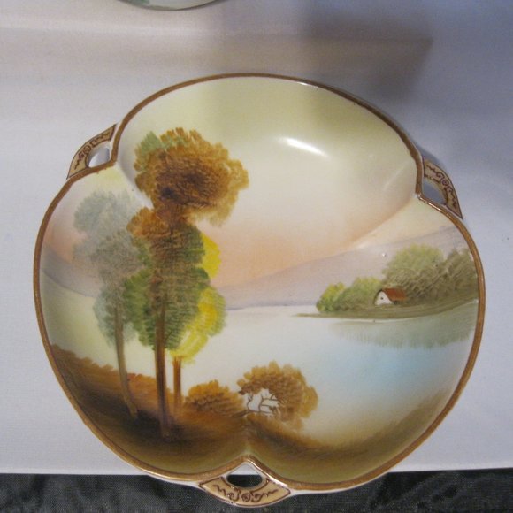 Vintage Nippon Hand Painted Creamer & Serving Dish - Picture 5 of 7
